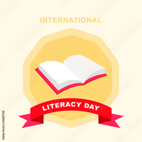 This is a vector illustration of a book for International Literacy Day.