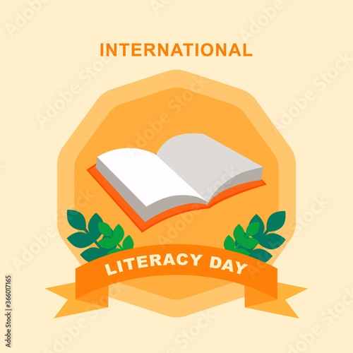This is a vector illustration of a book for International Literacy Day.