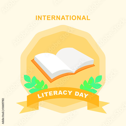 This is a vector illustration of a book for International Literacy Day.