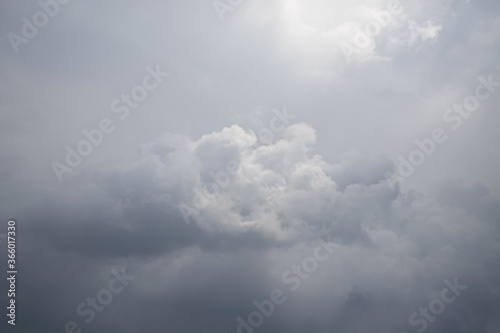 Fototapeta Naklejka Na Ścianę i Meble -  Gray fluffy clouds in the pale sky. Beautiful sky