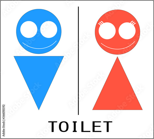 可愛い顔のついたトイレのアイコン素材