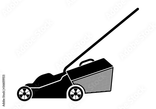 Lawn mower icon. Lawnmower silhouette. Grass care machine. Vector illustration.