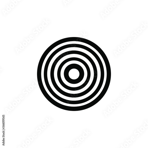 Darts target icon. Shooting symbol. Black and white circles.