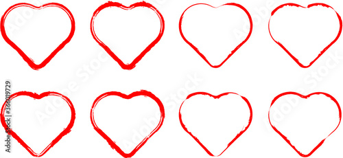 Set of Hearts . Grunge stamps collection.love Shapes for your design.Distressed symbols. Textured Valentine's Day signs.Vector illustration.