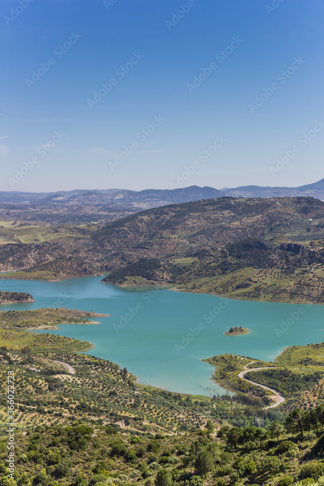 Embalse de Zahara-el Gastor lake in Grazalema national park, Spain