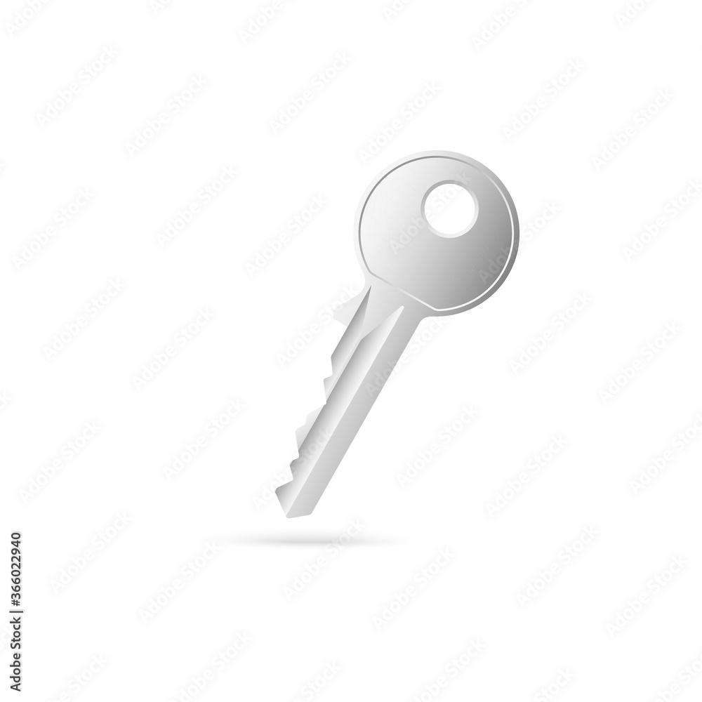 Metal key of doorway padlock template, realistic vector illustration isolated. Metal key of doorway padlock template, realistic vector illustration isolated.