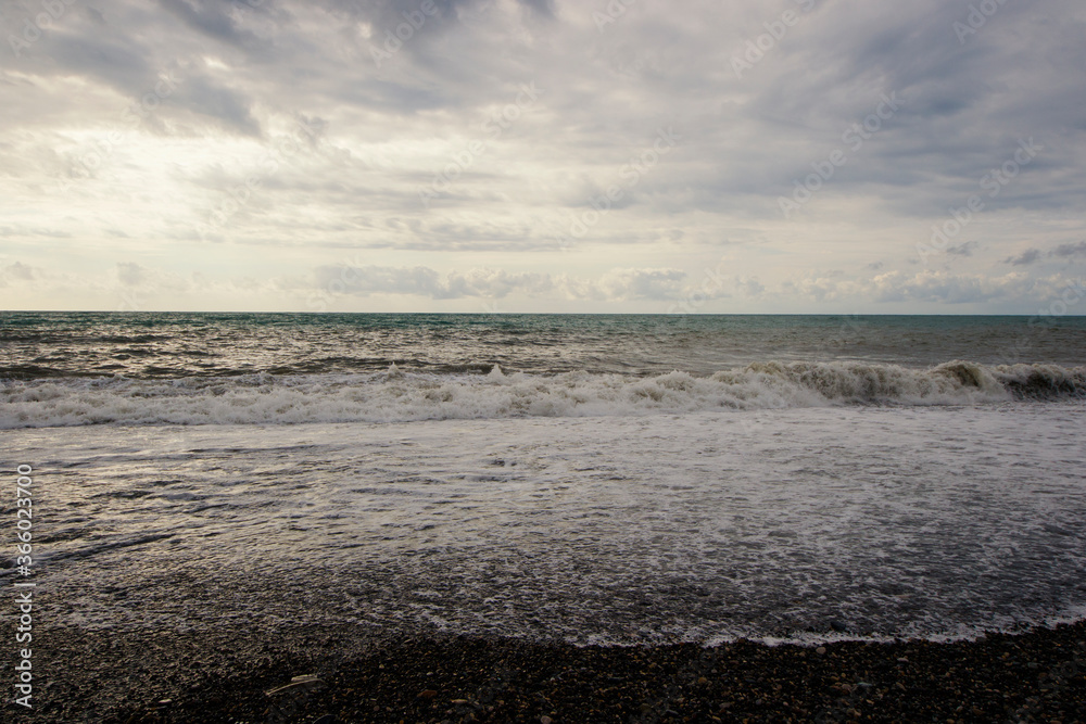 Stormy weather, waves and splashes in Batumi, Georgia. Stormy Black sea. Stormy weather, waves and splashes in Batumi, Georgia. Stormy Black sea.