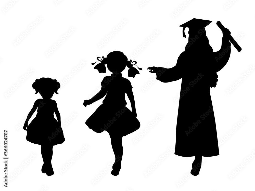 Premium Vector  Women growing up children's to elders isolated vector  silhouette