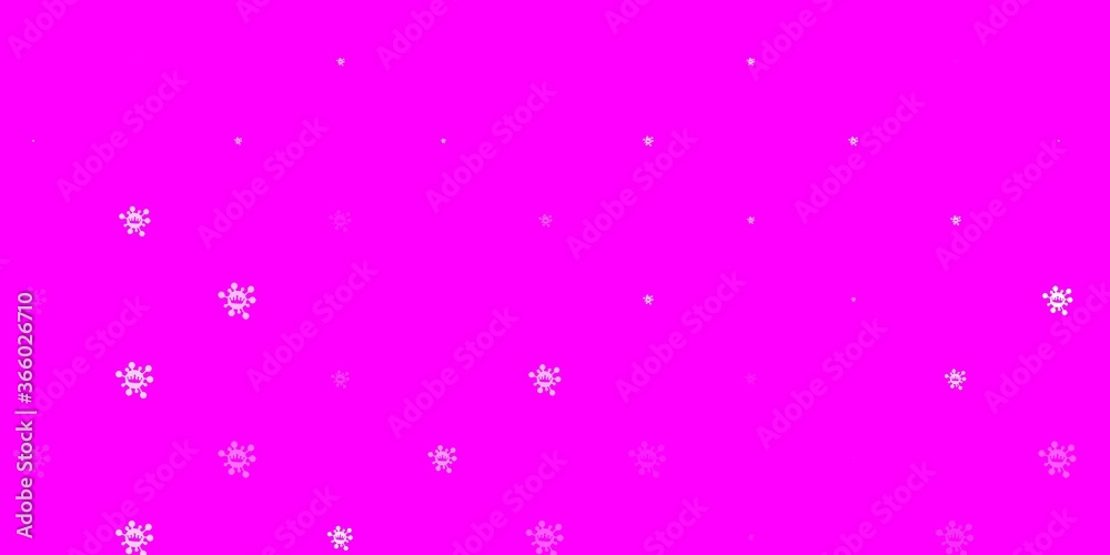 Light purple, pink vector background with covid-19 symbols. Light purple, pink vector background with covid-19 symbols.