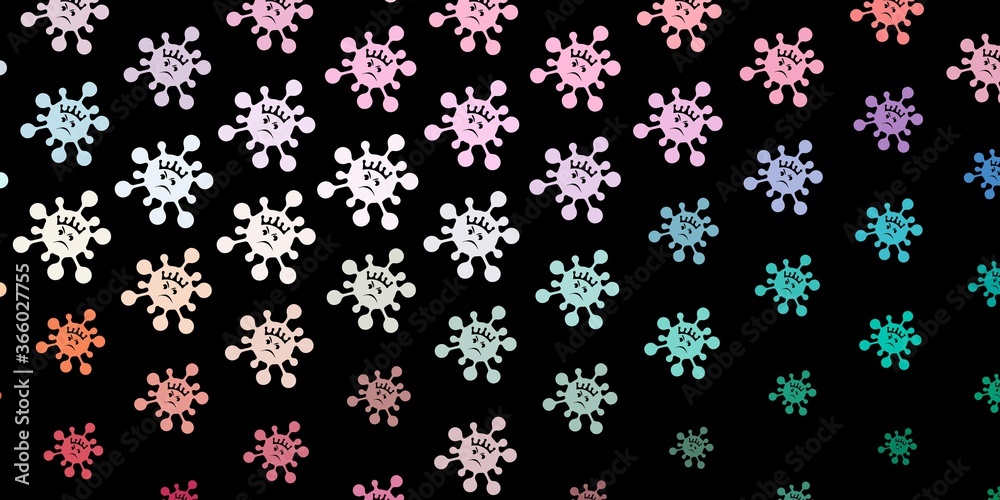 Dark green, red vector pattern with coronavirus elements. Dark green, red vector pattern with coronavirus elements.