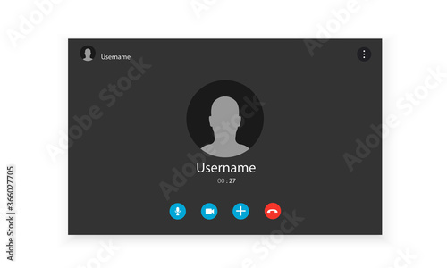 Video call illustration. Video call screen mockup. Comunication via internet. Vector illustration