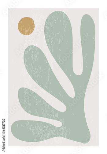 Op Matisse geïnspireerde eigentijdse collageposter met abstracte organische vormen