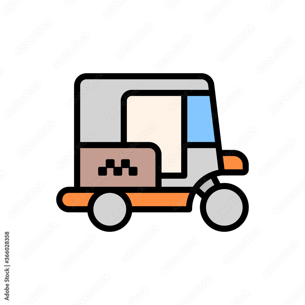 Tuk tuk, car icon. Simple color with outline vector elements of taxi service icons for ui and ux, website or mobile application