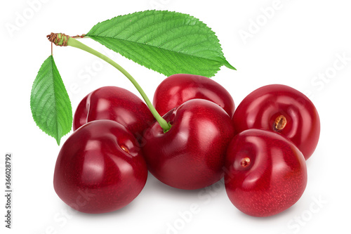 red sweet cherry isolated on white background with clipping path and full depth of field