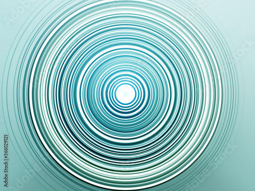 Abstract Radial Motion Blur on a Turquoise Background. Turquoise, blue and white circles. Circle template for label, fabric, clothing or brochure design. Background for modern graphic design and text.