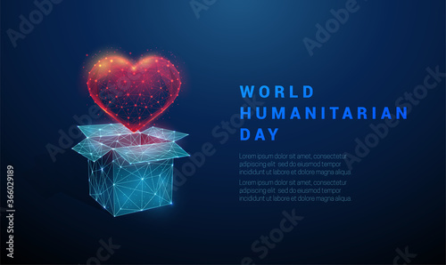 Low poly Abstract open box and heart