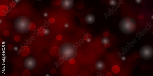 Dark Red vector layout with circles, stars. Illustration with set of colorful abstract spheres, stars. New template for a brand book.