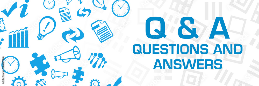 Q And A - Questions And Answers Business Symbols Random Circular Blue Left Q And A - Questions And Answers Business Symbols Random Circular Blue Left