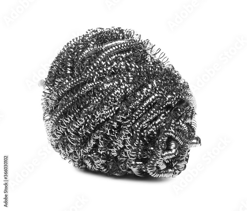 Scourer, stainless steel wire mesh ball isolated on white background