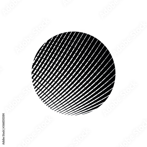 Abstract circle sign, symbol, emblem, halftone lines background, vector modern design element. © khaladok