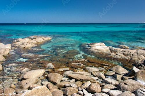 crystal clear water and blue sky by the sea