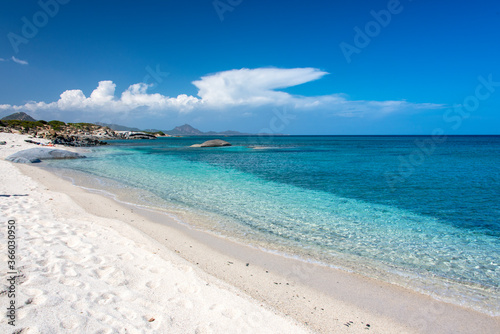 crystal clear water and blue sky by the sea in costa rei