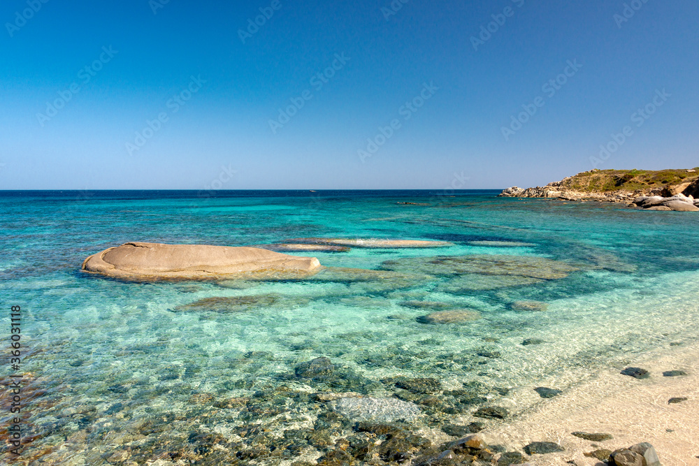 crystal clear water and blue sky by the sea in costa rei