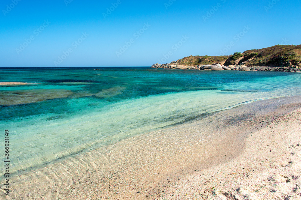 crystal clear water and blue sky by the sea in costa rei