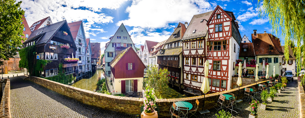historic facades at the old town of Ulm in Germany