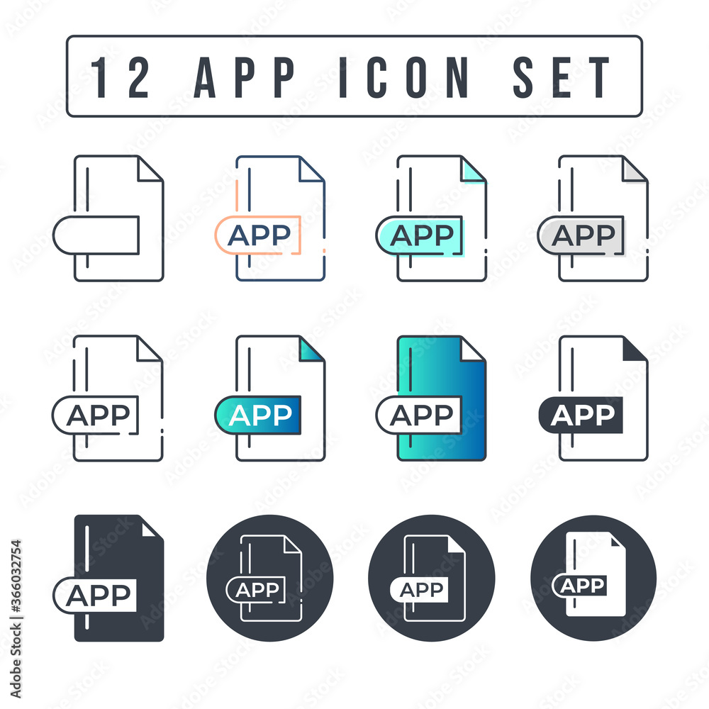 App File Format Icon Set. 12 App icon set. App File Format Icon Set. 12 App icon set.