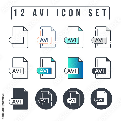 AVI File Format Icon Set. 12 AVI icon set.