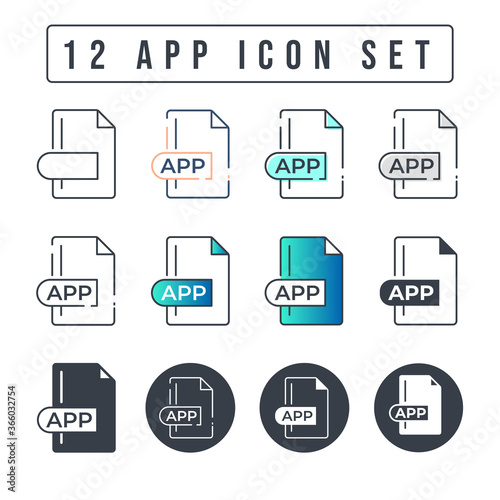 App File Format Icon Set. 12 App icon set.