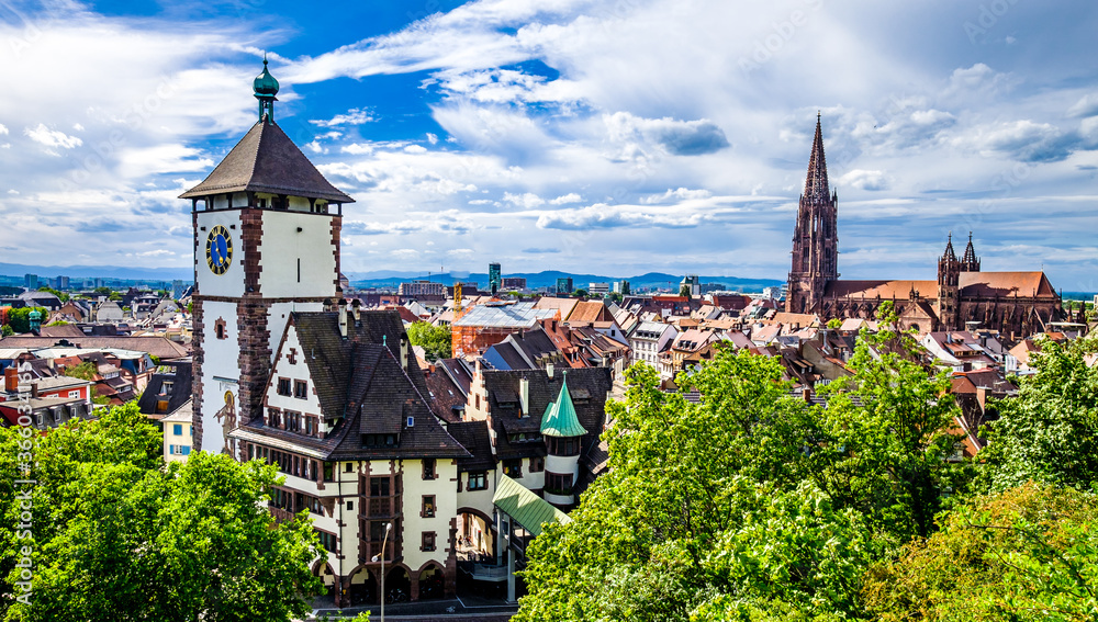 Αυτοκόλλητο old town of freiburg im breisgau - germany