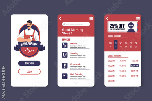 Barber shop booking app template photo