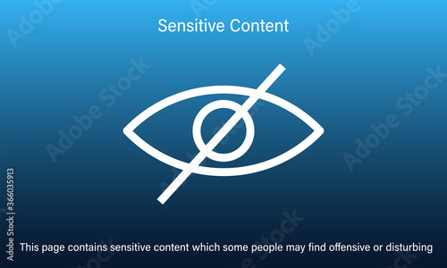Sensitive content sign on a blue background. Explicit content warning. Vector illustration