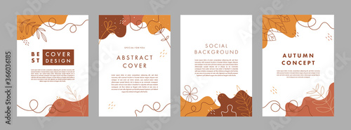 Set of abstract creative artistic templates with autumn concept. Universal cover Designs for Annual Report, Brochures, Flyers, Presentations, Leaflet, Magazine.