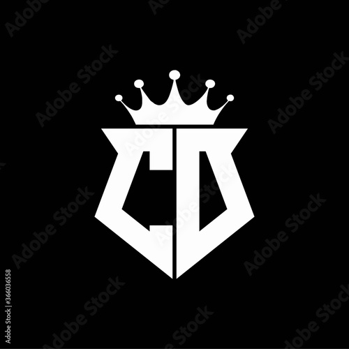 cd logo monogram shield shape with crown design template