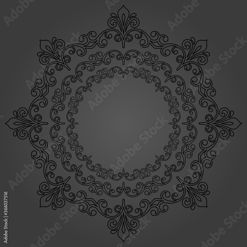 Elegant vintage vector ornament in classic style. Abstract traditional pattern with oriental elements. Classic vintage round black pattern