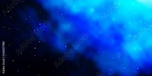 Dark BLUE vector background with small and big stars. Shining colorful illustration with small and big stars. Pattern for wrapping gifts.