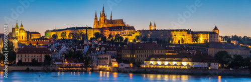 Prague, Hradcany, Hill with the Royal Castle - evening panorama