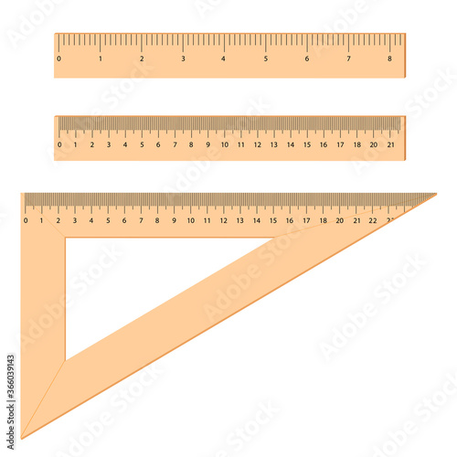 School measuring rulers and a square.Vector illustration.