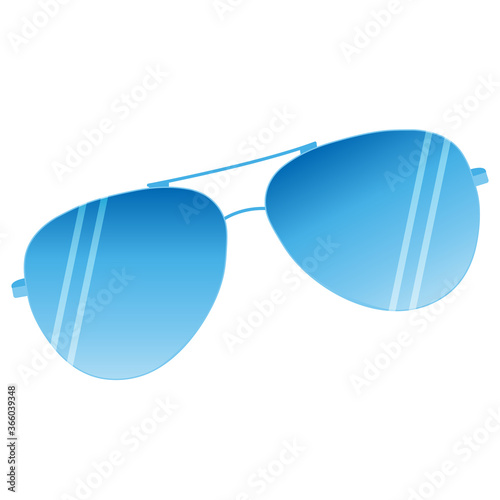 Flat vector isolated blue sunglasses with glare.