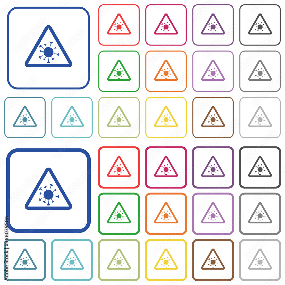 Covid warning outlined flat color icons Covid warning outlined flat color icons