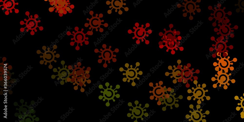 Dark green, yellow vector texture with disease symbols. Dark green, yellow vector texture with disease symbols.