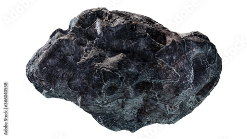Highly detailed generic asteroid or rock isolated on a white background. 3D rendering illustration. photo