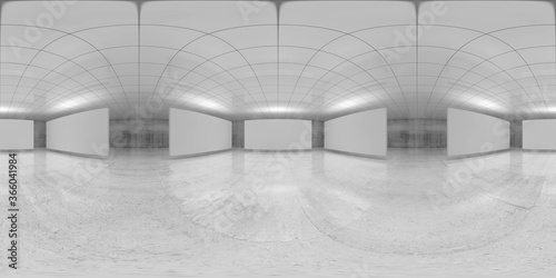 360 degree panorama, empty white hall, 3 d