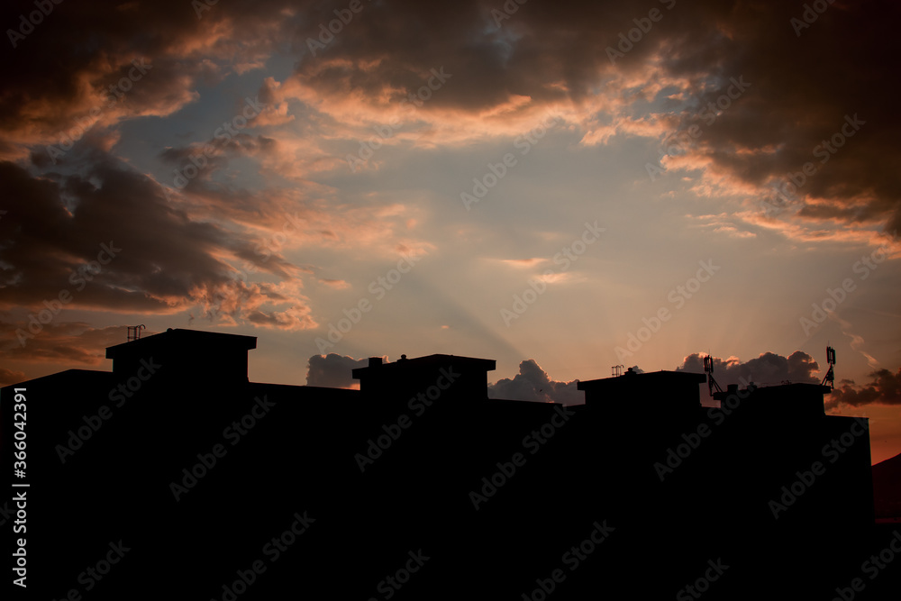 Evening cloud formations at the sky