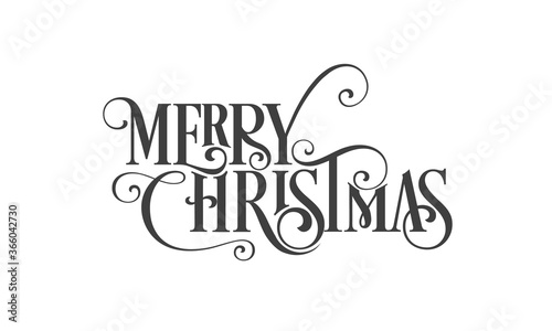 Merry Christmas beautiful lettering design isolated on white background.