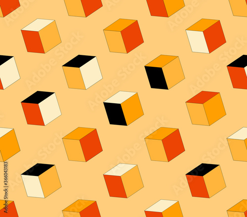 cubes seamless orange ivory black