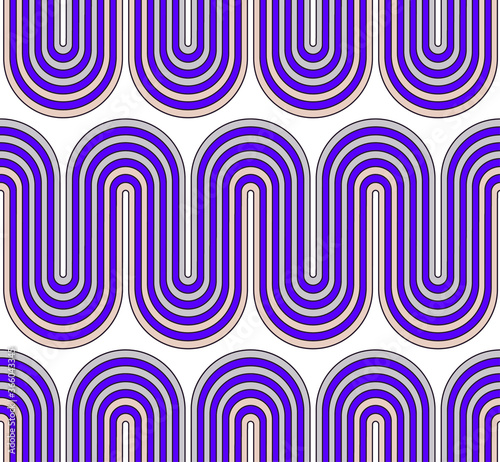 geometric seamless waves blue ivory